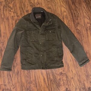 Levi's Trucker Jacket Mens Small Brown Canvas Quilted Lined Snap Pockets Warm